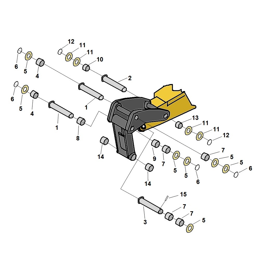 CAT 424B bucket link parts catalogue.