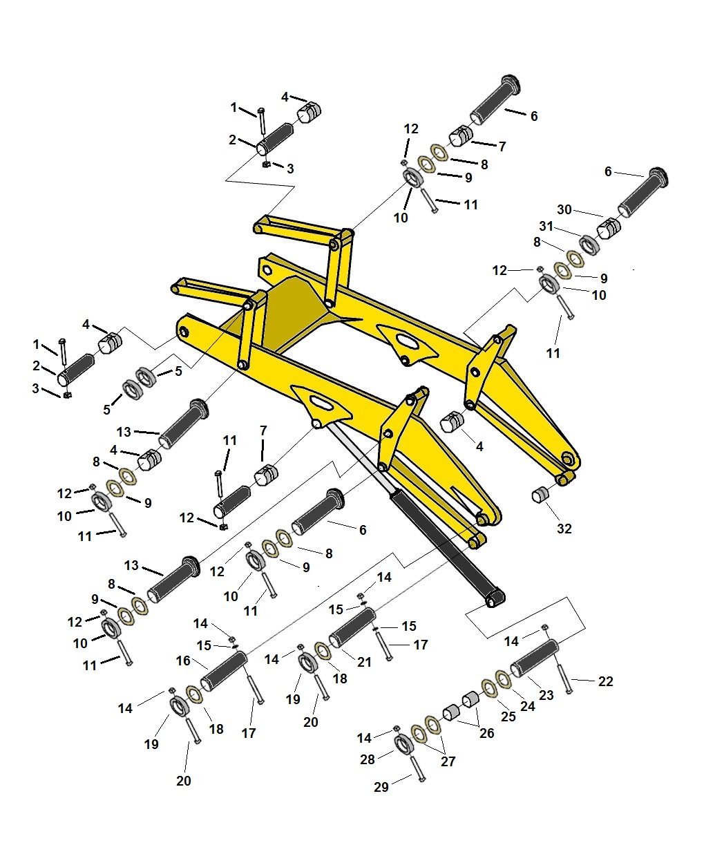 JCB 3DX loader arm parts catalogue.